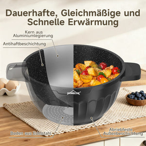 HOMELUX Topf-Set 8-tlg Kochtopf Set Induktions 20-32 cm, PFOA-fre Töpfe Set mit Deckel