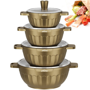 HOMELUX Topf-Set 8-tlg Kochtopf Set Induktions 20-32 cm, PFOA-fre Töpfe Set mit Deckel