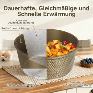 HOMELUX Kochtopf-Set, 8-teilig, mit Diamant-Struktur und Induktionsboden