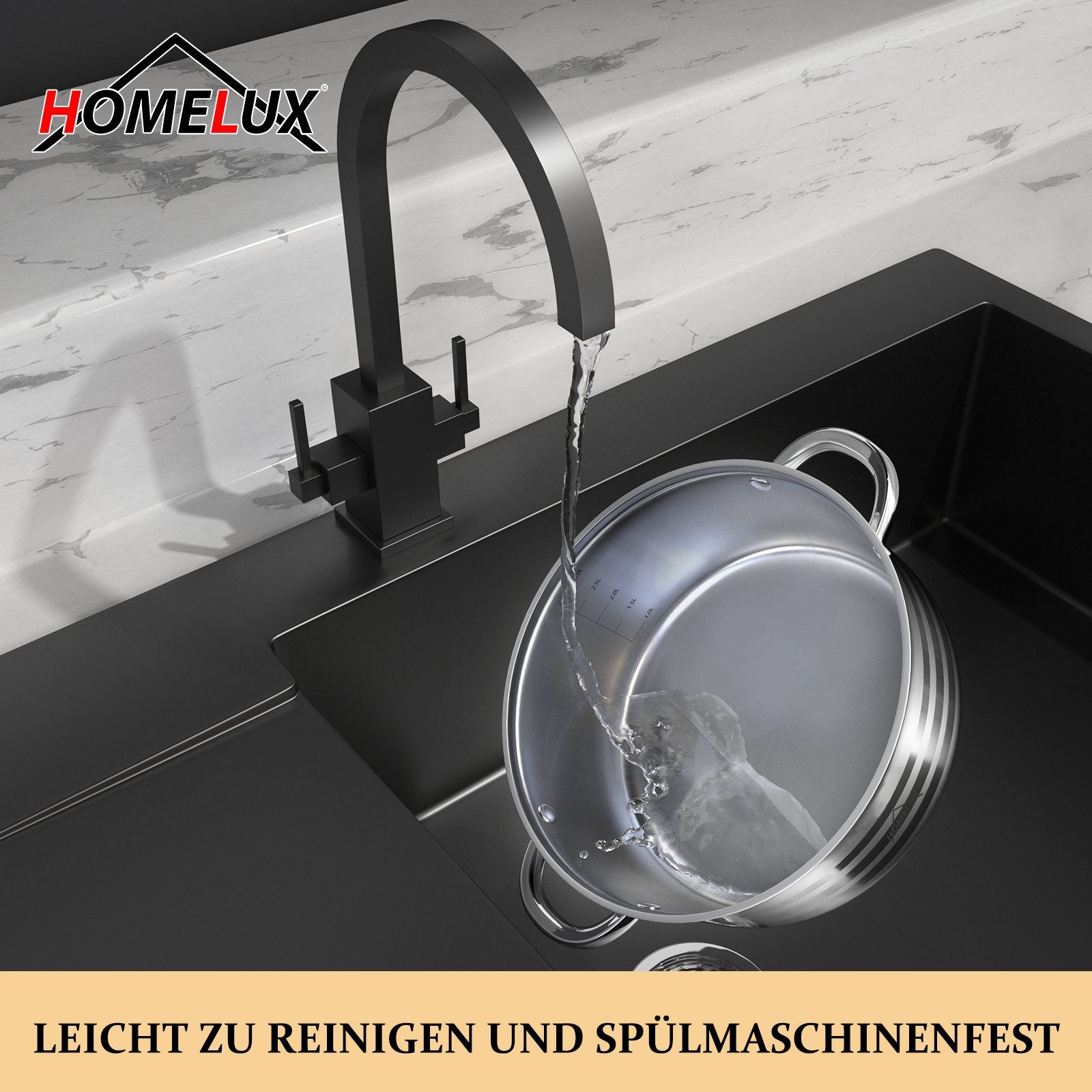 8-piece cooking pot set induction Homelux glass lid Dishwasher safe Compatible with all types of stoves Durable construction classic design 