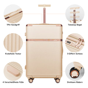 3-teiliges Reisekoffer-Set aus ABS-Hartschale: Leichter Rollkoffer-Trolley in M-L-XL