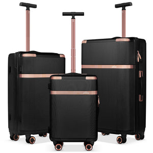 3-teiliges Reisekoffer-Set aus ABS-Hartschale: Leichter Rollkoffer-Trolley in M-L-XL