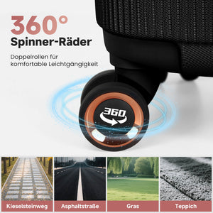3-teiliges Reisekoffer-Set aus ABS-Hartschale: Leichter Rollkoffer-Trolley in M-L-XL