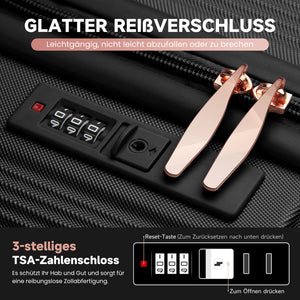 3-teiliges Reisekoffer-Set aus ABS-Hartschale: Leichter Rollkoffer-Trolley in M-L-XL