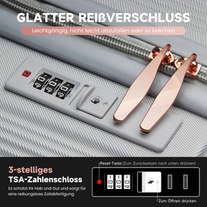 3-teiliges Reisekoffer-Set aus ABS-Hartschale: Leichter Rollkoffer-Trolley in M-L-XL