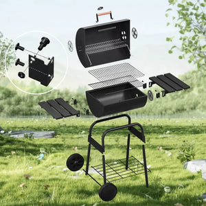 Smoker mit Deckel und doppelter Grillfläche für verschiedene Grilltechniken