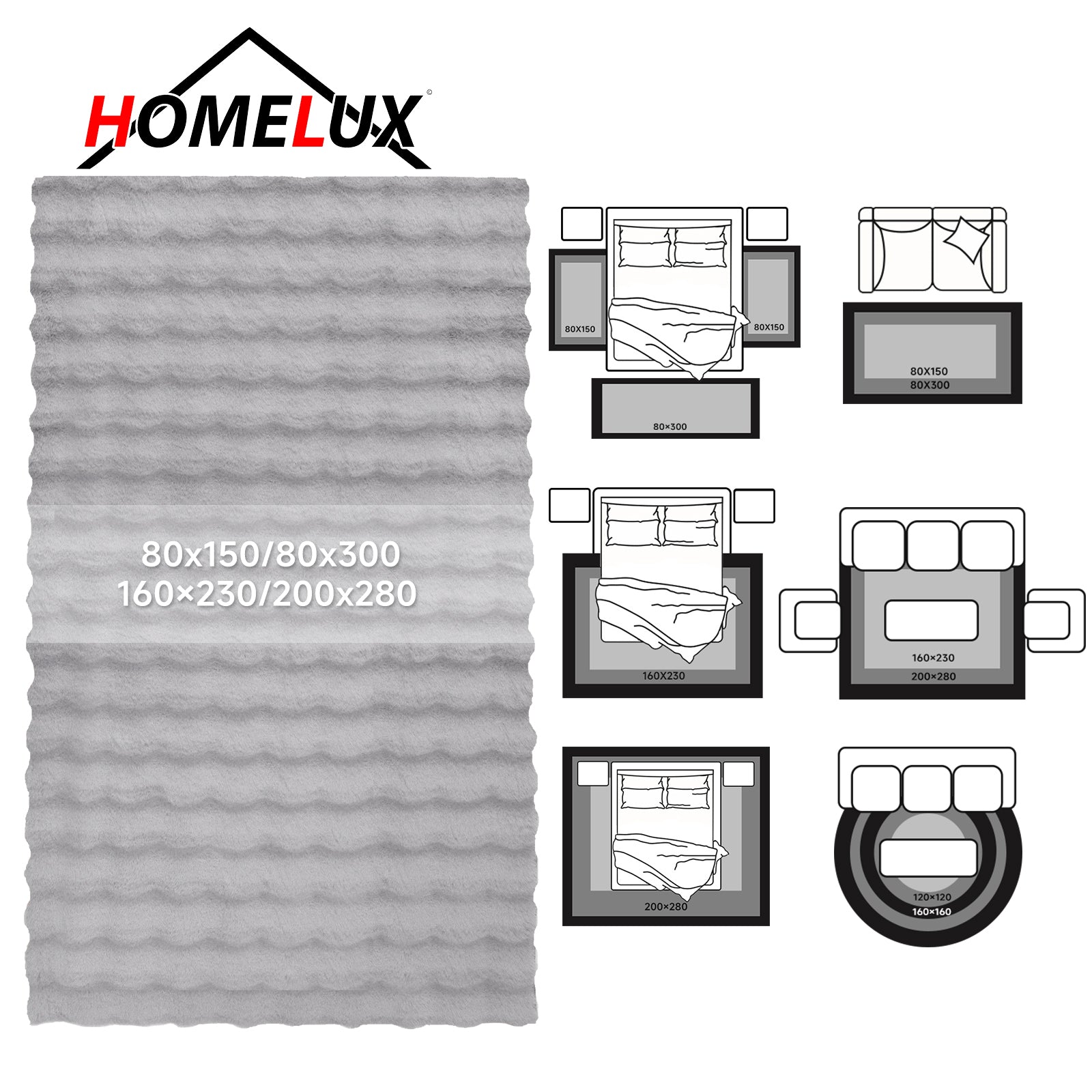 HOMELUX Superweicher Kunstfell Teppich, rutschfest & dekorativ. Idealer Hochflor für Wohnzimmer, Schlafzimmer & Fußbodenheizung geeignet