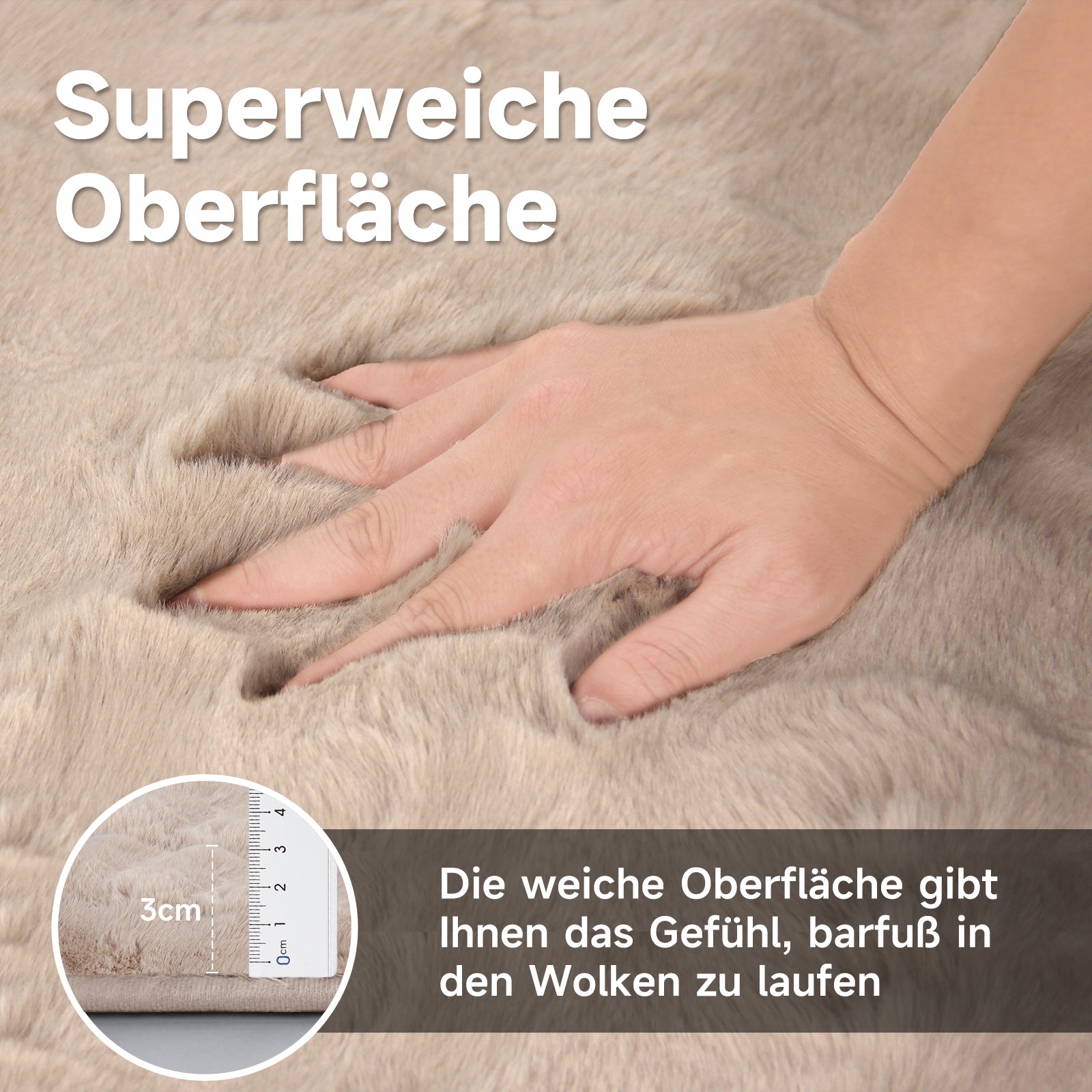 HOMELUX Superweicher Kunstfell Teppich, rutschfest & dekorativ. Idealer Hochflor für Wohnzimmer, Schlafzimmer & Fußbodenheizung geeignet
