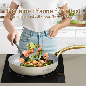 Keramik Antihaft Pfanne Induktion 20/24/28cm (Sie können einen einzelnen Artikel oder ein Set auswählen) Aluguss Bratpfanne Edelstahlgriff