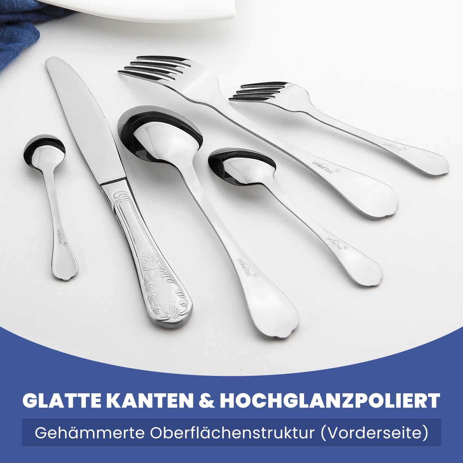 HOMELUX 72-teiliges Besteckset für 12 Personen aus Edelstahl, spülmaschinenfestes Tafelbesteck in edler Geschenkbox