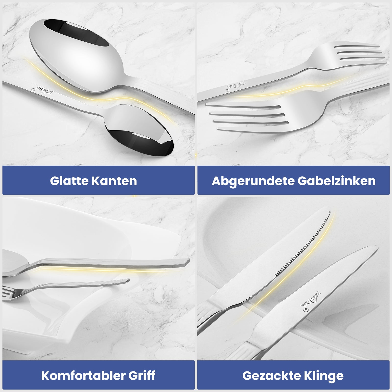 HOMELUX 72-teiliges Besteckset für 12 Personen Edelstahl rostfrei spülmaschinenfest hochglanzpoliert inklusive edler Besteckbox