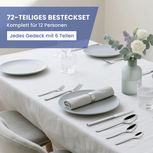 HOMELUX 72-teiliges Besteckset für 12 Personen Edelstahl rostfrei spülmaschinenfest hochglanzpoliert inklusive edler Besteckbox