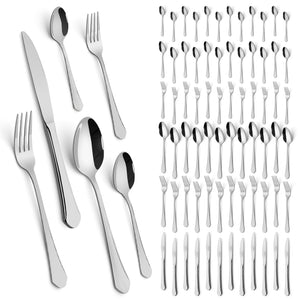 Homelux 72-teiliges Besteckset für 12 Personen, Edelstahl rostfrei, spülmaschinenfest, hochglanzpoliertes Tafelbesteck in Box