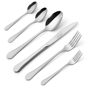Homelux 72-teiliges Besteckset für 12 Personen, Edelstahl rostfrei, spülmaschinenfest, hochglanzpoliertes Tafelbesteck in Box