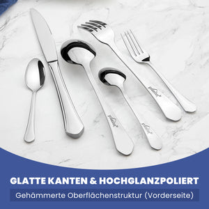 Homelux 72-teiliges Besteckset für 12 Personen, Edelstahl rostfrei, spülmaschinenfest, hochglanzpoliertes Tafelbesteck in Box
