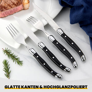 HOMELUX 12-teiliges Steakbesteck für 6 Personen, Edelstahl Besteckset mit schwarzen Griffen & edler Geschenkbox