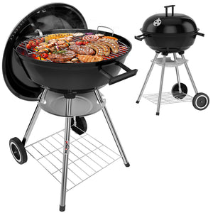 HOMELUX Holzkohlegrill,Ø 44cm Kugelgrill mit Deckel Grillfäche, Barbecue Smoker, BBQ Grill mit Einstellbarer Luftzufuhr & Ascheschale