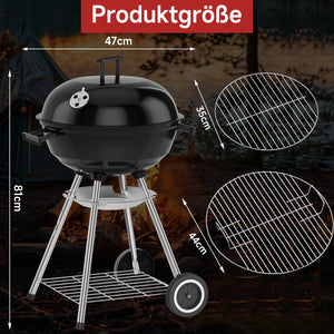 HOMELUX Holzkohlegrill,Ø 44cm Kugelgrill mit Deckel Grillfäche, Barbecue Smoker, BBQ Grill mit Einstellbarer Luftzufuhr & Ascheschale