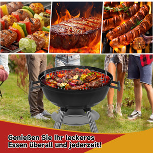 HOMELUX Holzkohlegrill,Ø 44cm Kugelgrill mit Deckel Grillfäche, Barbecue Smoker, BBQ Grill mit Einstellbarer Luftzufuhr & Ascheschale