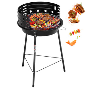 Tragbarer Holzkohlegrill mit Windschutz, höhenverstellbarer Dreibein Campinggrill für Garten, Balkon & Outdoor