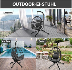HOMELUX Hanging Chair with Frame Hammock Hanging Chair with Cushion Swing Max. 150 kg, Grey