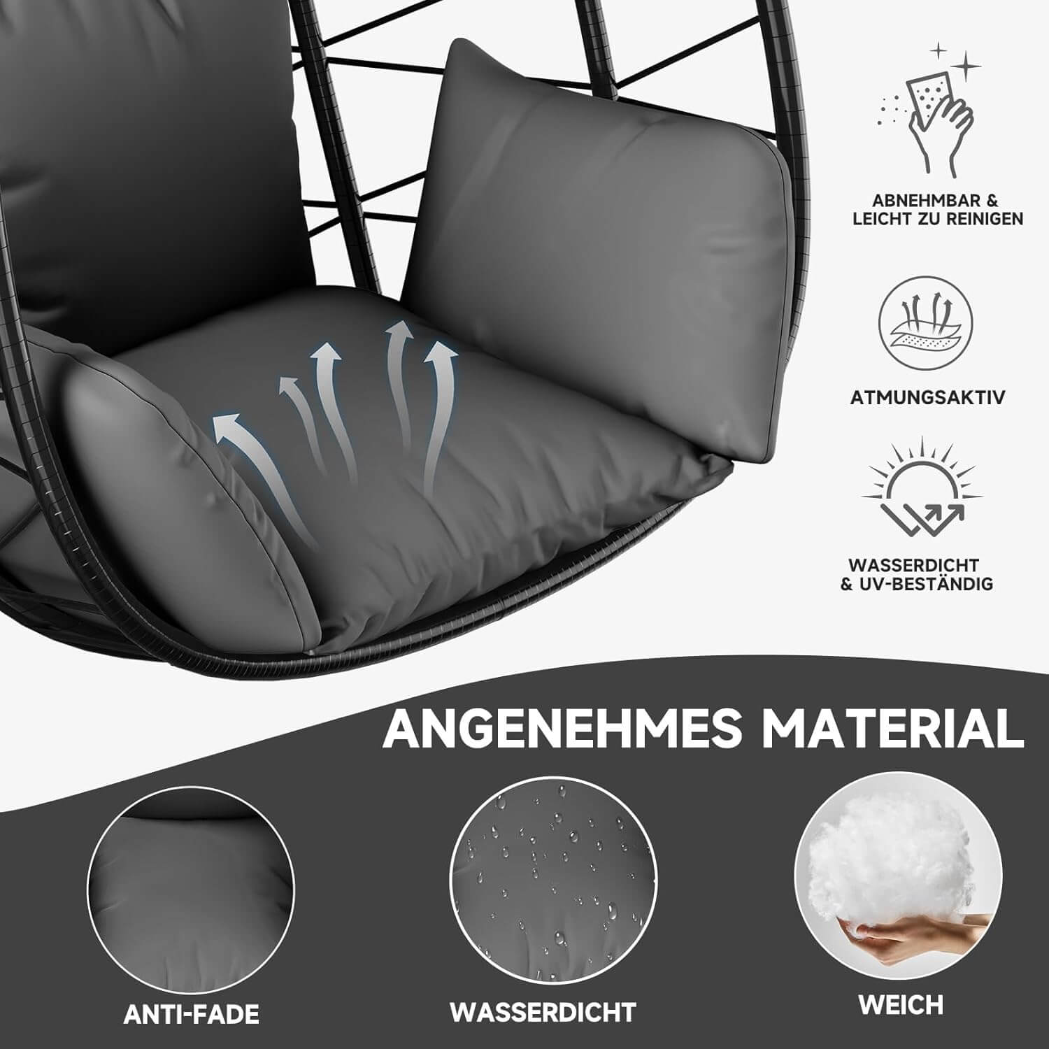 HOMELUX Hängematte mit Gestell, Abdeckung, Hängesessel, Hängeschaukel, Schaukel Outdoor&Indoor, Max. 150 kg (Hängesessel mit Abdeckung)