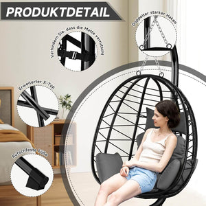 HOMELUX Hängematte mit Gestell, Abdeckung, Hängesessel, Hängeschaukel, Schaukel Outdoor&Indoor, Max. 130 kg (Hängesessel mit Abdeckung)