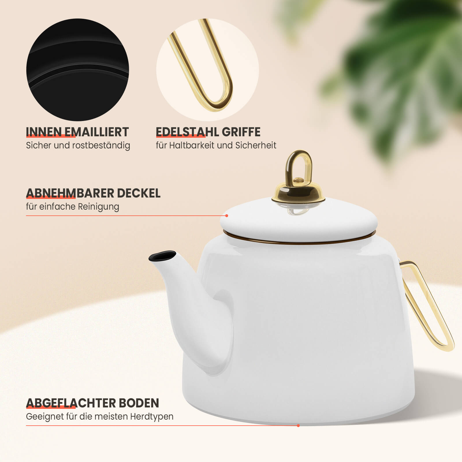 Homelux Türkische Teekanne 2L+1L, Emaille Wasserkessel Set, Induktionsgeeignet, Teekocher für alle Herdarten