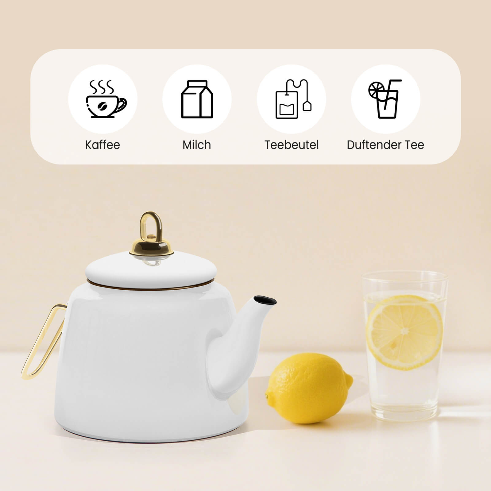 Homelux Türkische Teekanne 2L+1L, Emaille Wasserkessel Set, Induktionsgeeignet, Teekocher für alle Herdarten
