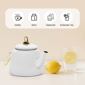 Homelux Türkische Teekanne 2L+1L, Emaille Wasserkessel Set, Induktionsgeeignet, Teekocher für alle Herdarten