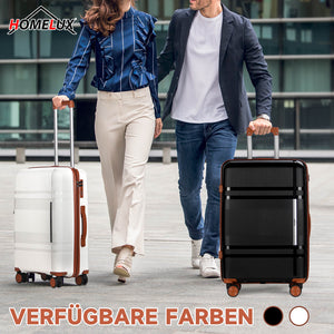 HOMELUX 3-teiliges Kofferset Schwarz Hartschale ABS Leicht Trolley Rollkoffer Hartschalenkoffer Set – M-L-XL