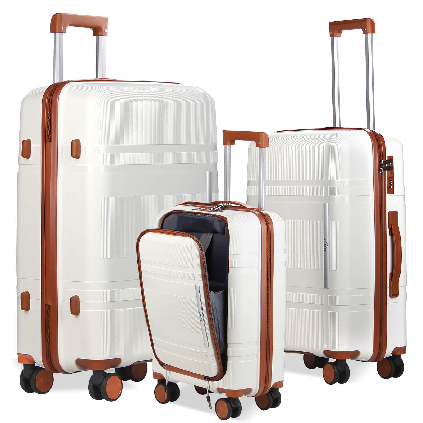 HOMELUX 3-teiliges Kofferset Schwarz Hartschale ABS Leicht Trolley Rollkoffer Hartschalenkoffer Set – M-L-XL