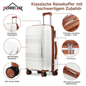 HOMELUX 3-teiliges Kofferset Schwarz Hartschale ABS Leicht Trolley Rollkoffer Hartschalenkoffer Set – M-L-XL