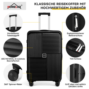 HOMELUX Hartschalenkoffer Set 3-teilig ABS Leicht Trolley Kofferset Rollkoffer Reisekoffer Hartschale M-L-XL