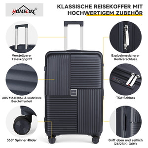 HOMELUX Hartschalenkoffer Set 3-teilig ABS Leicht Trolley Kofferset Rollkoffer Reisekoffer Hartschale M-L-XL