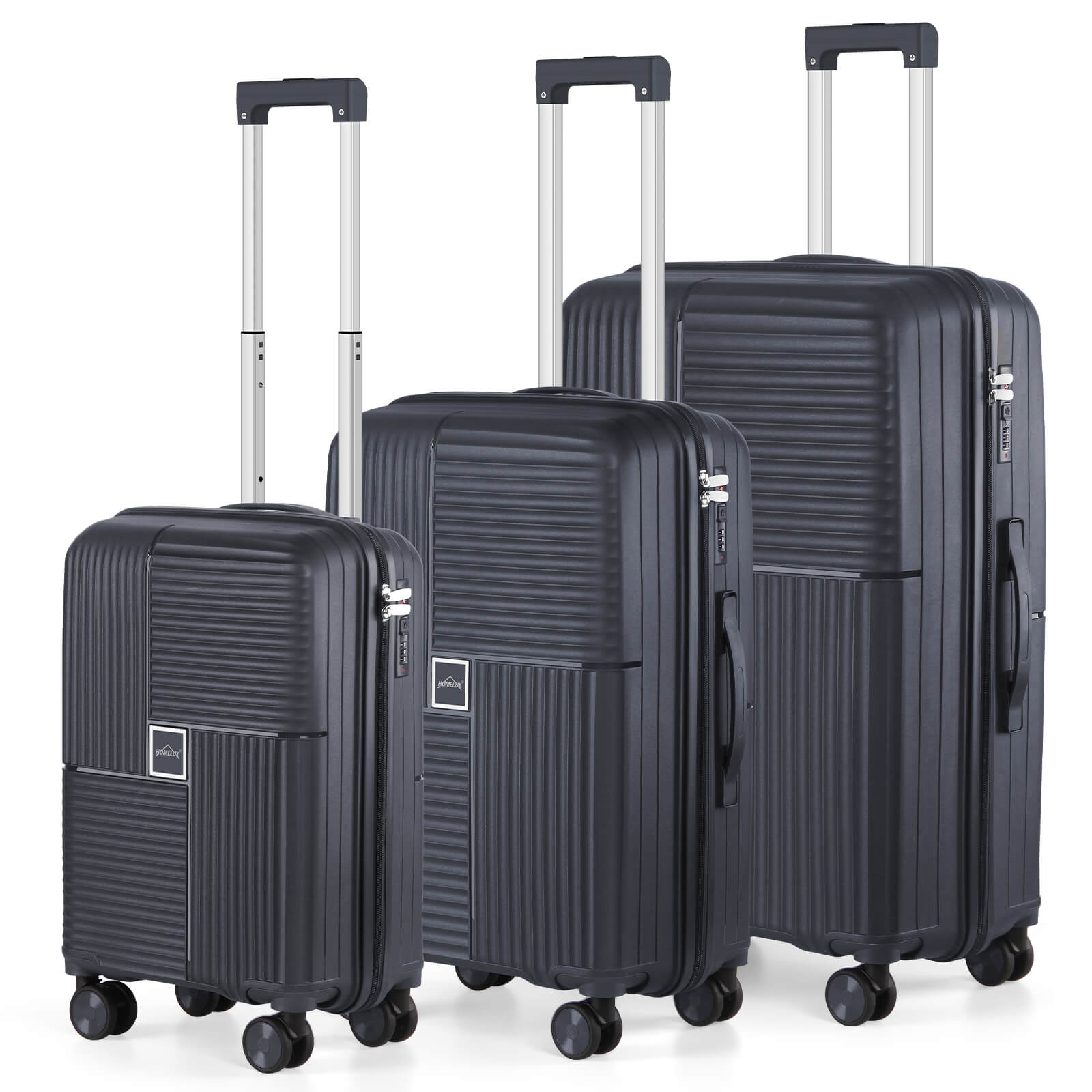HOMELUX Hartschalenkoffer Set 3-teilig ABS Leicht Trolley Kofferset Rollkoffer Reisekoffer Hartschale M-L-XL