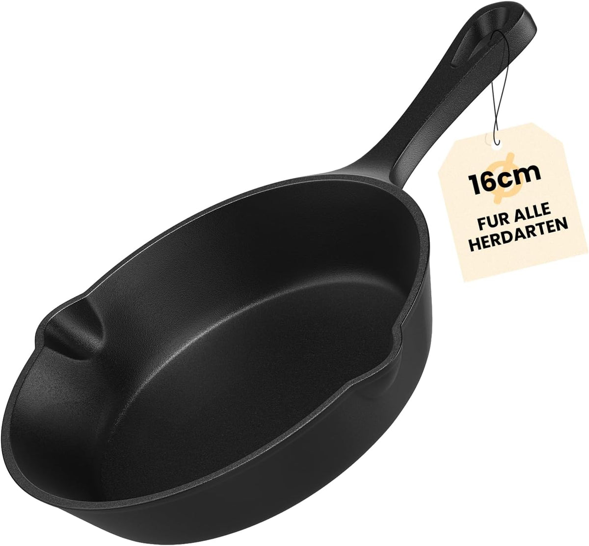HOMELUX Gusseiserne Bratpfanne, eingebrannt & induktionsgeeignet, gusseiserne Pfanne für alle Herdarten, Backofen & Grill
