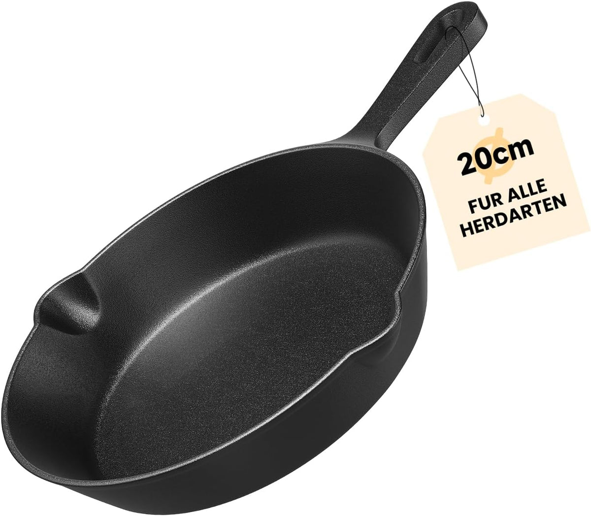 HOMELUX Gusseiserne Bratpfanne, eingebrannt & induktionsgeeignet, gusseiserne Pfanne für alle Herdarten, Backofen & Grill