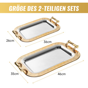HOMELUX Serviertablett-Set 2 dekorative Tabletts mit Griffen 2 Stück Tabletts ideal für Küche Wohnzimmer Bad oder Bankette