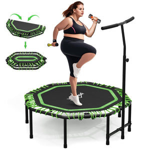 Höhenverstellbares Fitness-Trampolin mit Haltegriff – leise, faltbar & gelenkschonend für die Familie