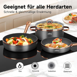 Kompaktes Topfset mit Kasserolle für Saucen und kleine Gerichte, ideal für jeden Anlass