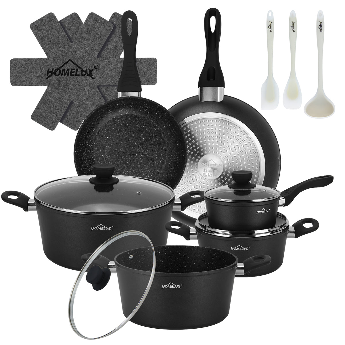 15tlg Topfset Induktions Töpfe Set Antihaft-beschichtete Aluminium KochtopfSet Homelux Töpfe Set