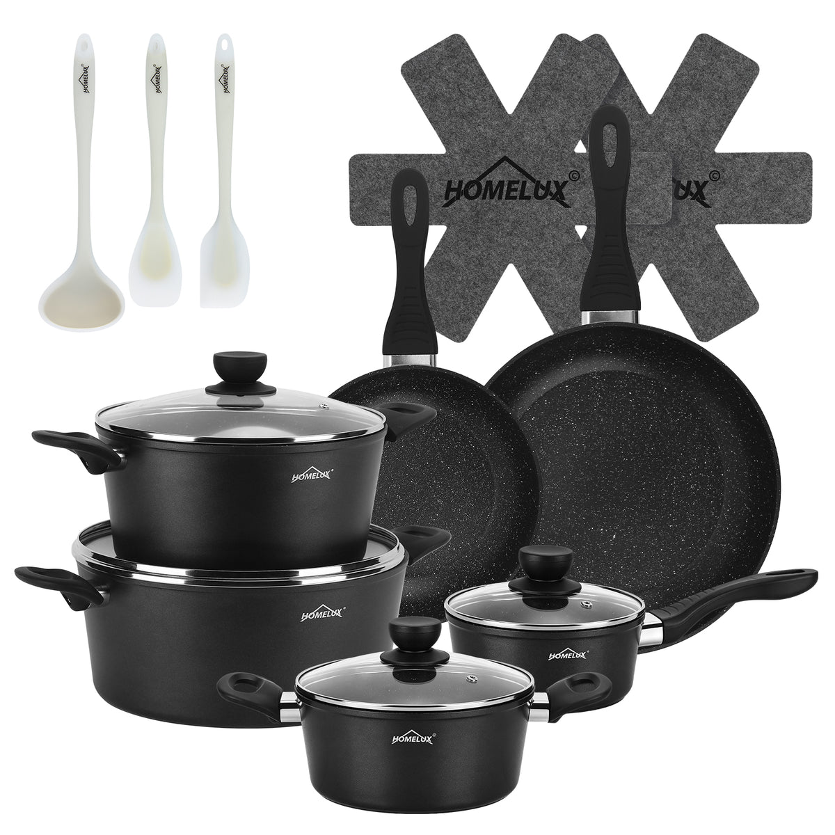 15tlg Topfset Induktions Töpfe Set Antihaft-beschichtete Aluminium KochtopfSet Homelux Töpfe Set