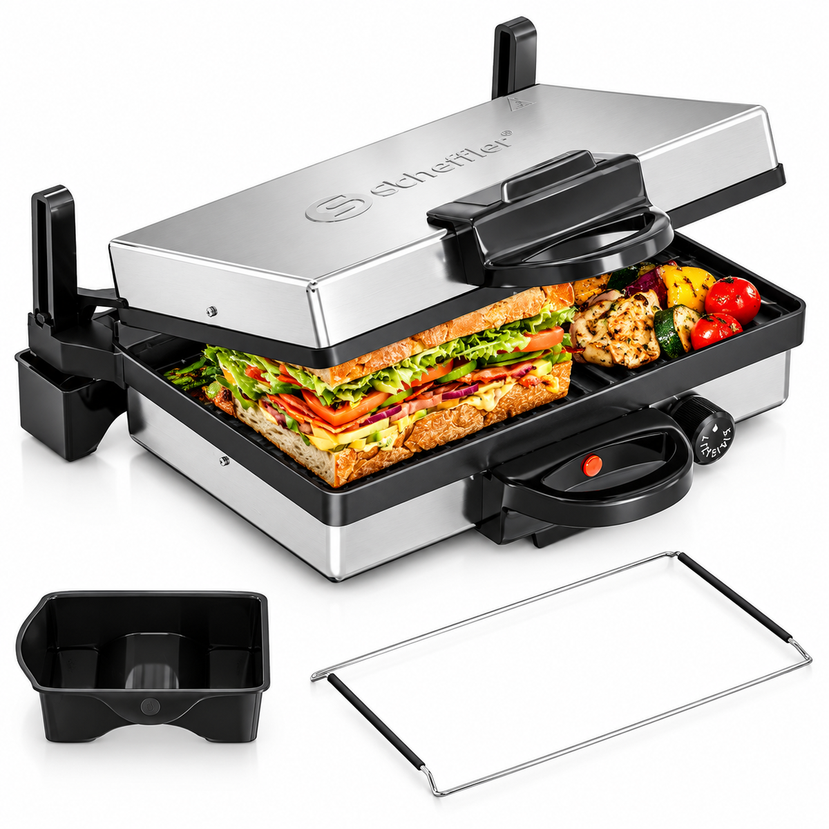 2000W Elektrogrill Kontaktgrill 3 in 1 Multigrill, Grill, 2000 Watt Elektrischer Optigrill