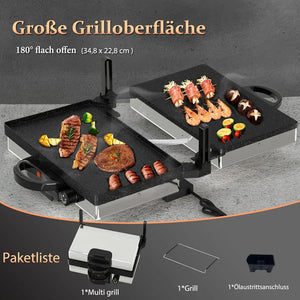 2000W Multi-Grill & Brotmaschine: Edelstahl, Antihaft Kontaktgrill