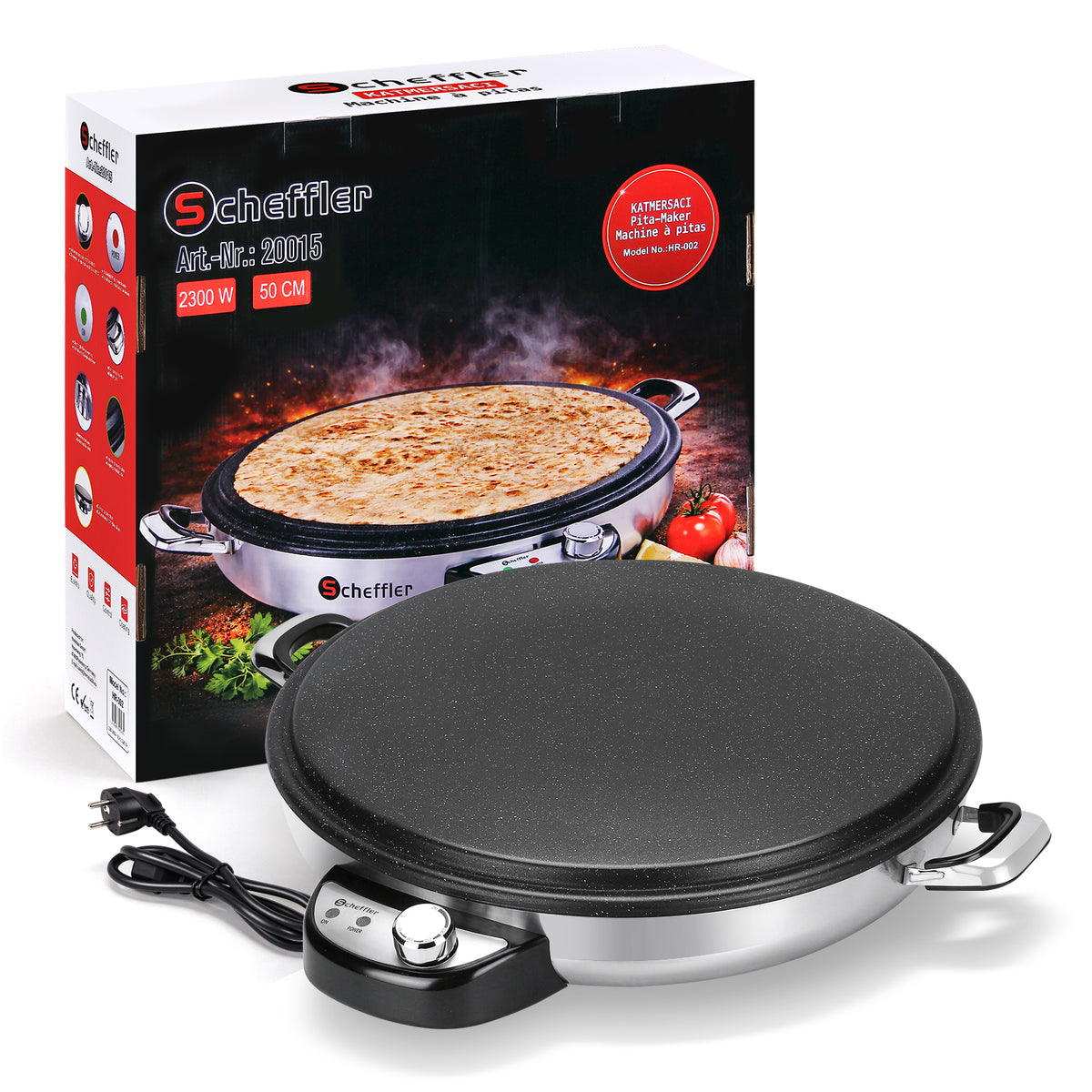 Crêpesmaker Ø50cm 230V 2300 W Fladenbäcker, große Backplatte, Temperaturregler