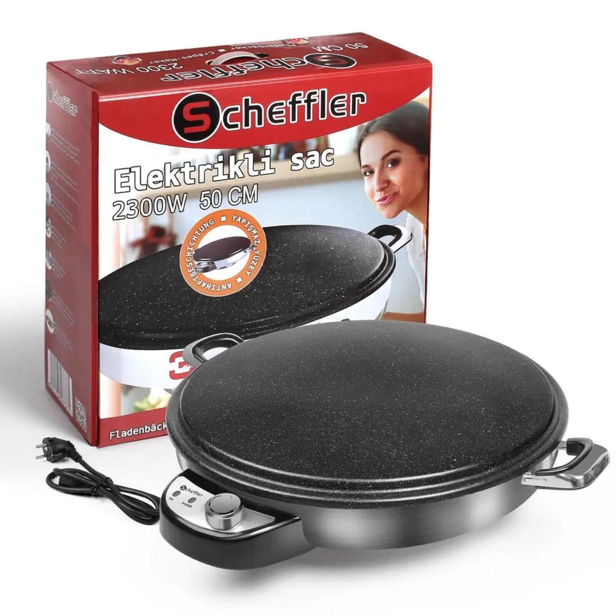 Flatbread Baker 50 cm Machine, 2300W 230V Pancake Maker, Non-stick Coating 