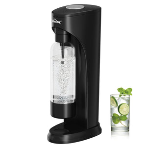HOMELUX Wassersprudler Set inkl. BPA-freier PET-Flasche, kabelloser Trinkwassersprudler für 60L CO2-Zylinder, Schwarz