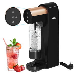 HOMELUX Elektrischer Wassersprudler, Touch-Bedienung, 3 Sprudelstärken, inkl. BPA-freier PET-Flasche, Schwarz