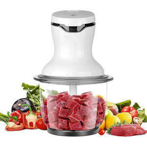 Multi Chopper Kitchen Electric: Multifunctional Food Chopper with 1.5L glass container, 300W, 4 stainless steel blades, 2 speeds